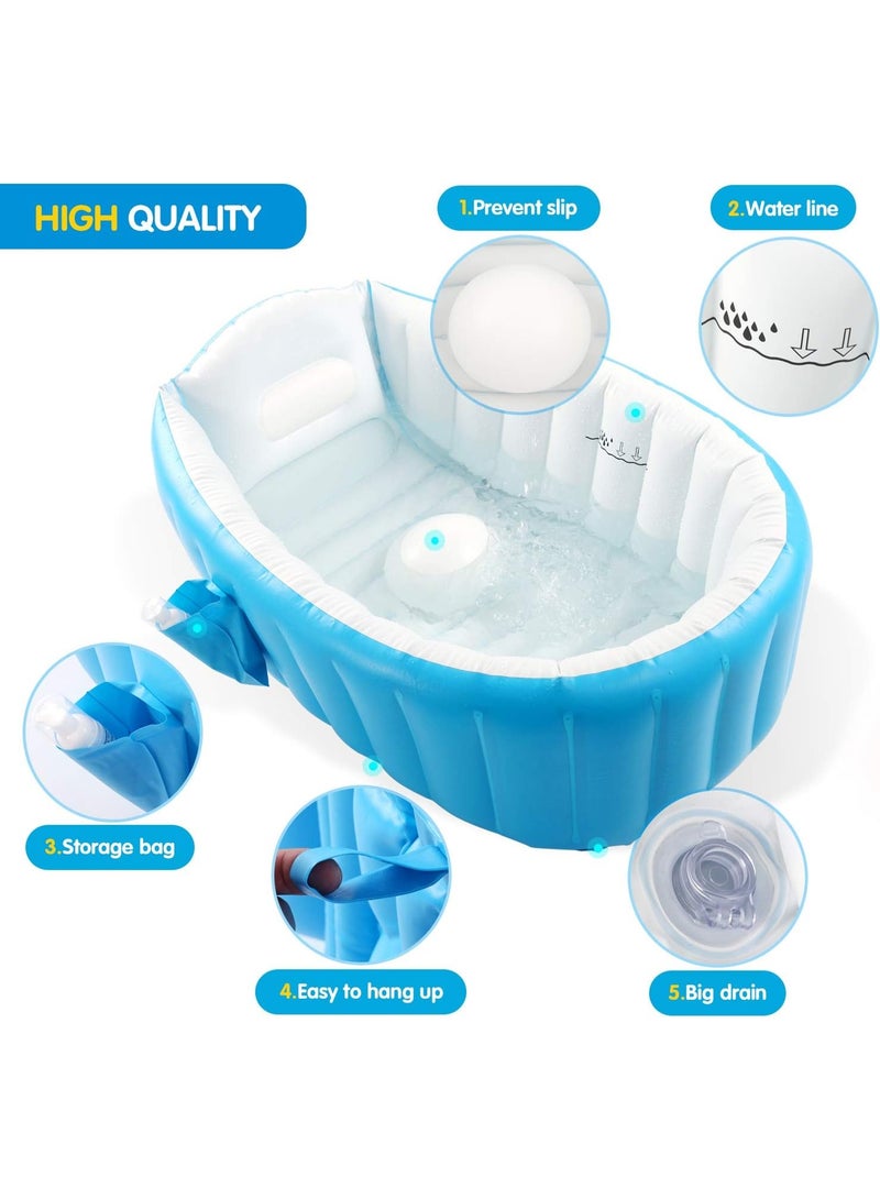 MeetuBaby Baby Inflatable Bathtub Anti-Slip Kid Infant Toddler Soft Foldable Shower Pool Travel Air Bath B(for 0-3 Years) - Image 4